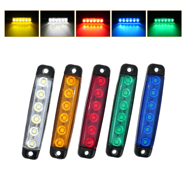2pcs 24V Highlight 6 Beads Truck Led Side Light 12V Trailer Trailer Lights Truck Strip Side Light with Foam Screw