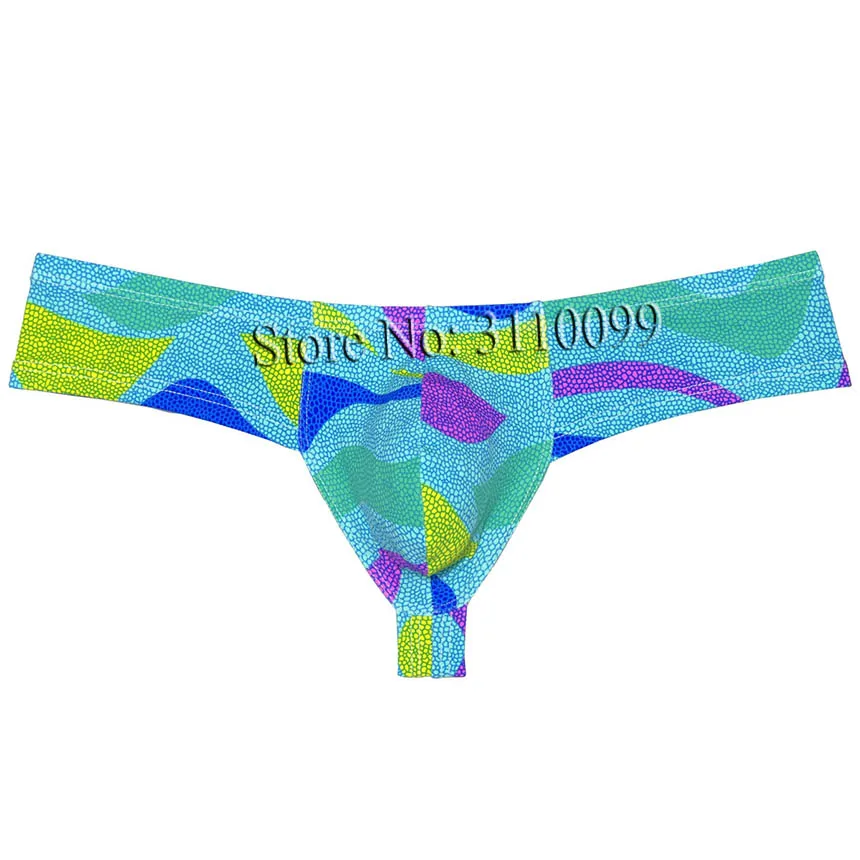 Men's Cheeky Boxer Thong Printed Skimpy Hipster Bikini 1/3 Rear Bottoms Underwar