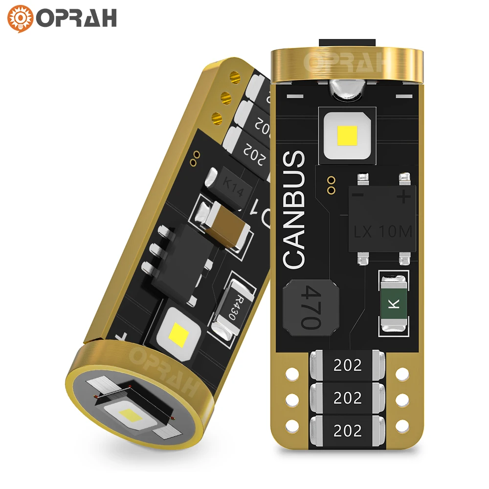 Oprah 2pcs T10 LED W5W Car Light Interior Lighting Vehicle Accessories Canbus No Error For Dome Reading Signal Lamp Side Parking