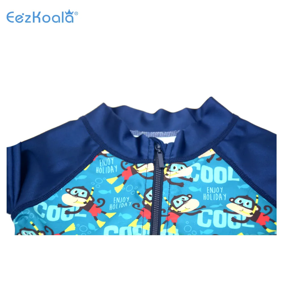 Eezkoala Infant Swimsuit UV 50 Resistant and Long Sleeve Zipper Baby Swimwear Rash Vest for Toddler Swimming Suit for Kids