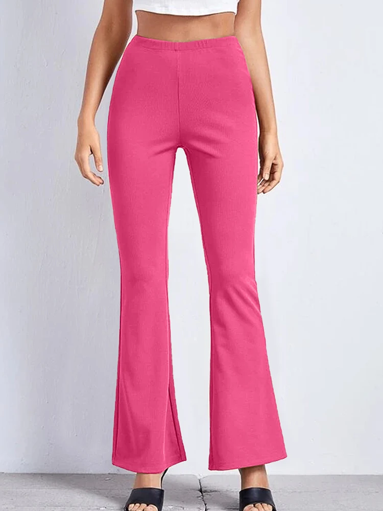 Summer High Waist Flare Pants New 2025 Yoga Trousers Female new Streetwear Casual Solid Color Elastic Ladies Black Elegant Bottom