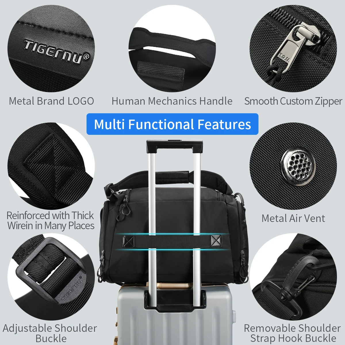 Lifetime Warranty 2025 Men Travel Bag new 15.6inch Laptop Bag 36L Large Capacity Handbag Waterproof Shoulder Bag College Crossbody Bag