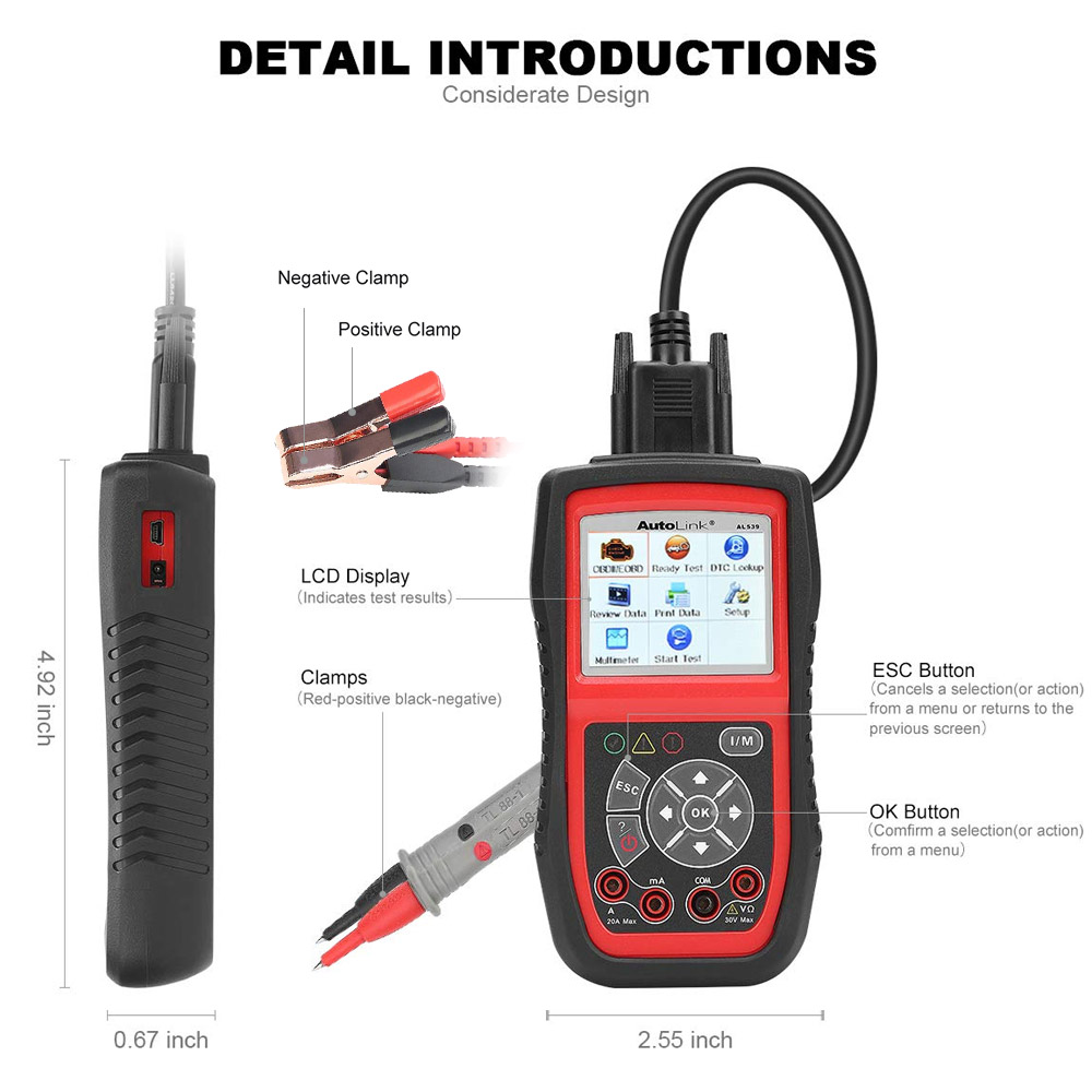 Autel Autolink AL539B OBD2 new Scanner 12V Batter Tester Automotive Analyzer DC AC Avometer 3 2025 in 1 Code Reader PK al539 Free Update
