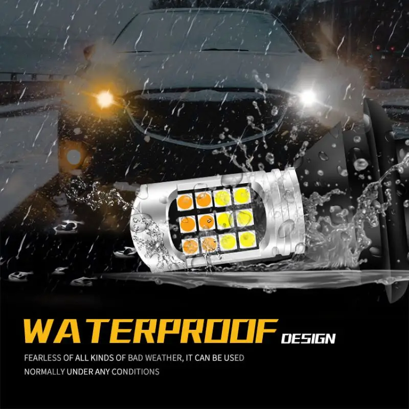 1156 BAU15S BA15S p21w PY21W T20 W21W 7440 3030 30SMD new Canbus Daytime Running lights car Turn Signal 2025 Light Dual Color 12v