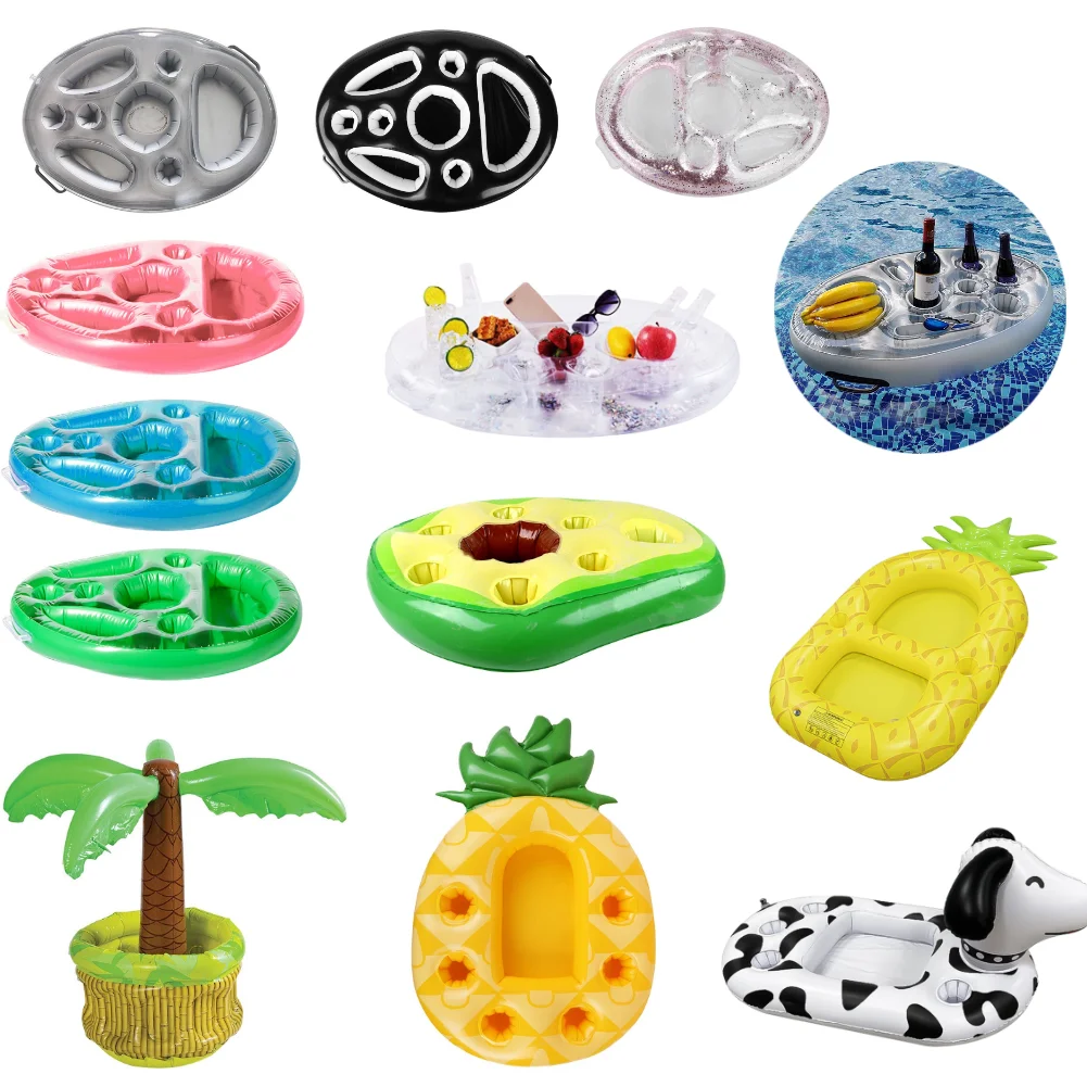 PVC Inflatable Pool Drinking Cup Float Beach Table Bar Tray Durable Stable Multifunctional Summer Pool Party Decorations