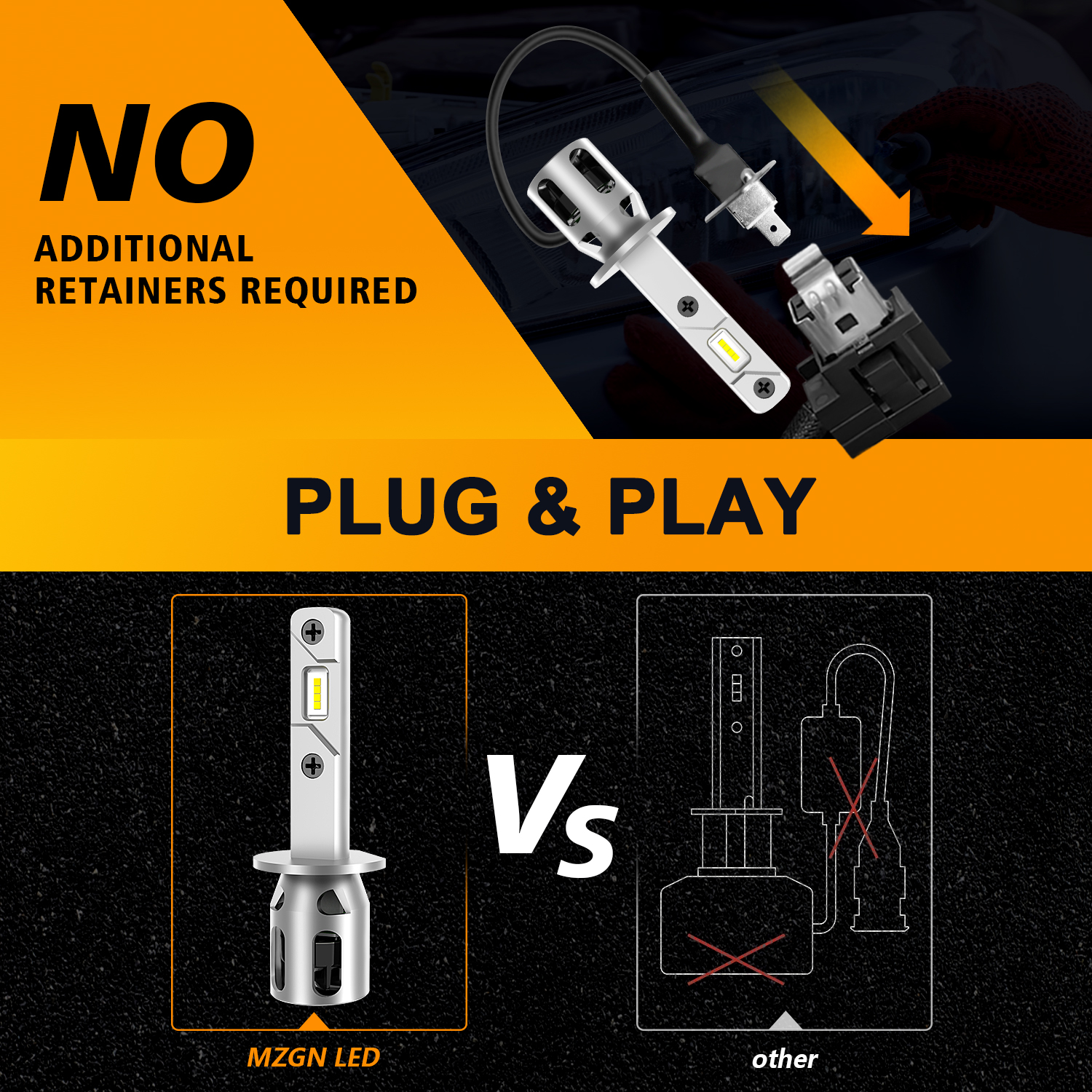 MZGN 2Pcs H1 Led Headlight Bulb 2025 with Fan for Car Lamp 8 new Pcs CSP 6500k White Light 32W 20000Lm Plug and Play Super Bright 12V