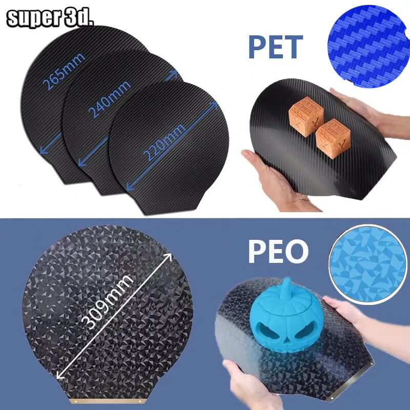 309/270/220/265/240mm PEO PET Plate For Flsun V400 SR Magnetic Steel Sheet PEI For 2025 new Rostock Delta Kossel 3D Printer Bed PEO Plate