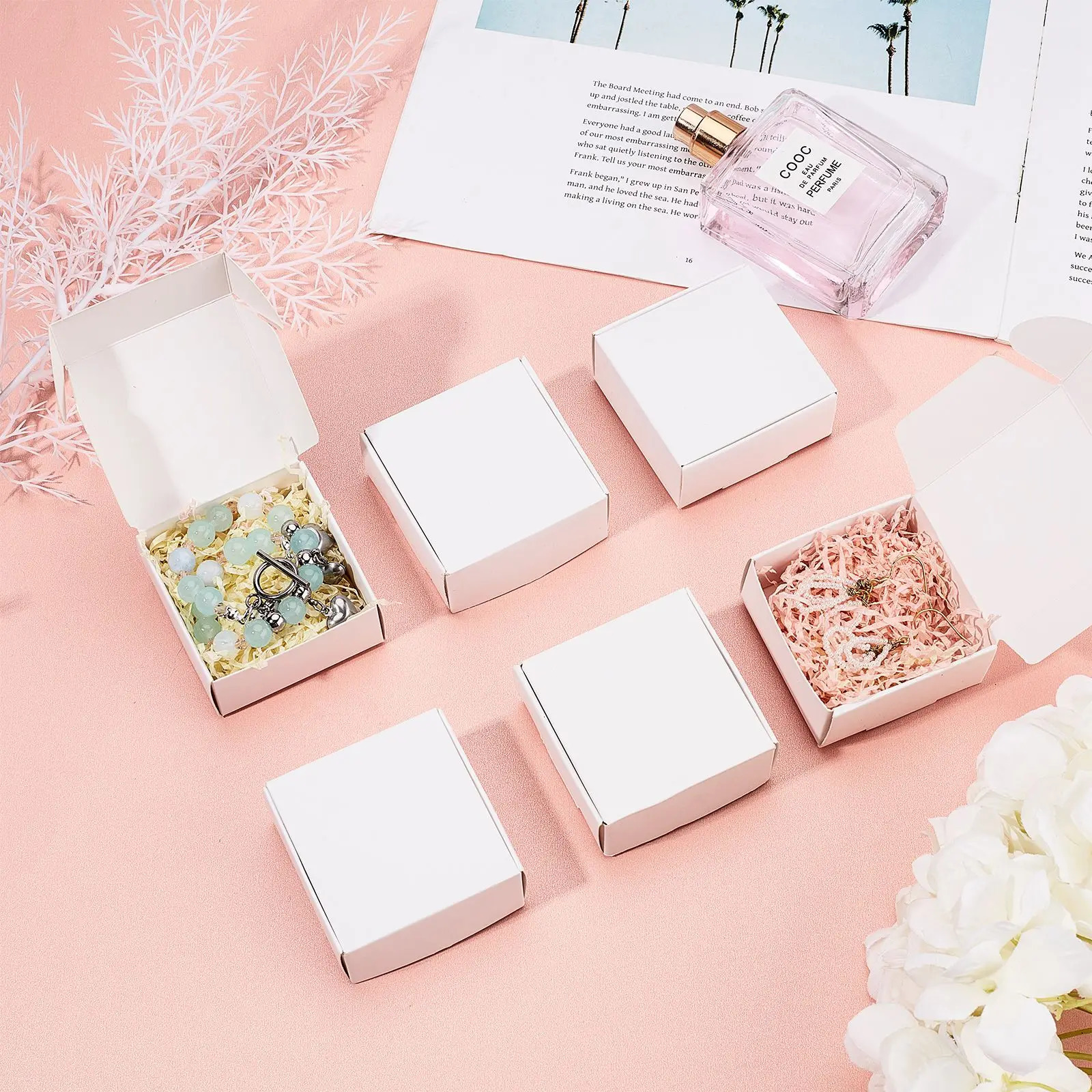 100Pcs Kraft Paper Gift Box Square Folding Packaging Jewlery Storage Display Wedding Birthday Party Candy 55x55x25cm 240327