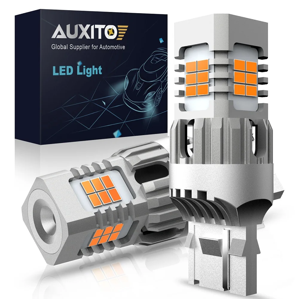 AUXITO 2Pcs T20 LED Canbus No Hyper 2025 Flash W21W WY21W 7440 new 7440NA LED Amber Car Turn Signal Light Bulbs Error Free Auto Lamp 12V