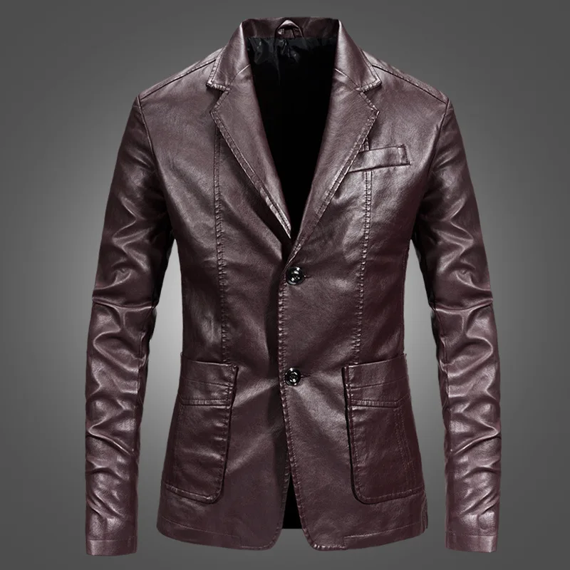 new PU Jacket Men Solid Color Leather 2025 Coat Jacket Casual PU Coats Motorcycle Biker Coat Leather Jackets Male Big Size 6XL