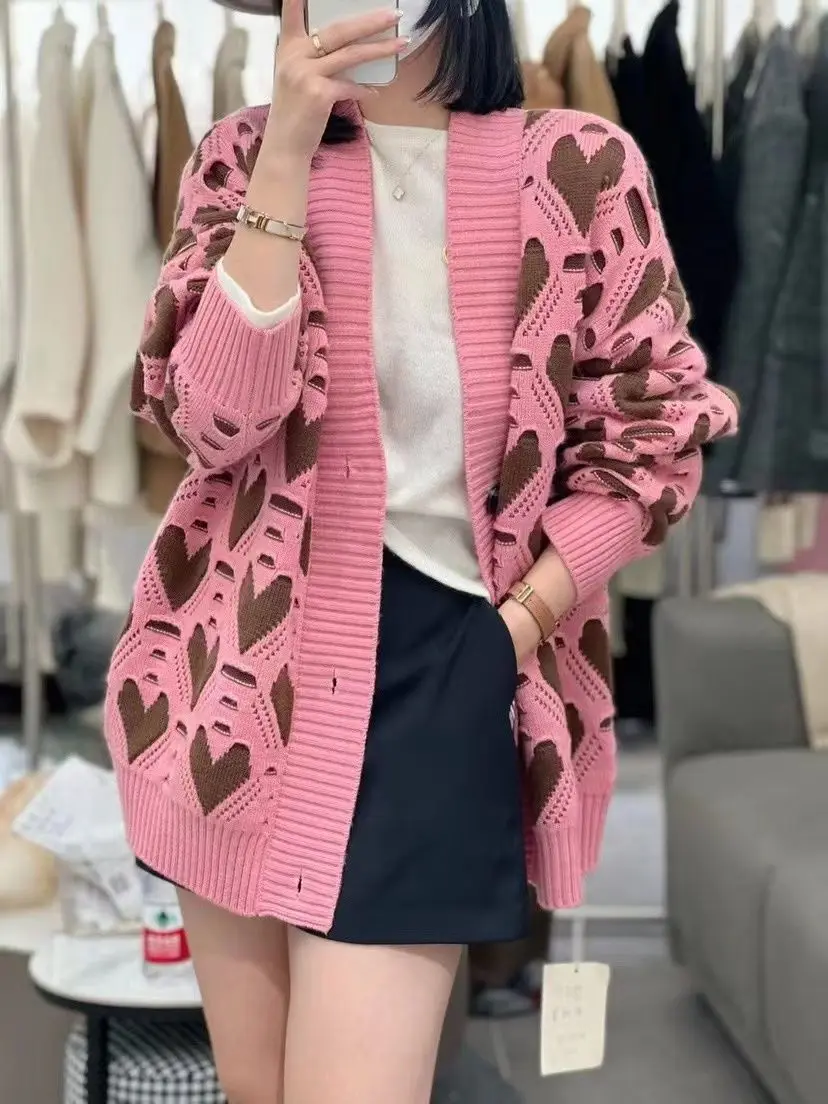 Knitted Cardigan Outerwear for Women's Spring 2023 New Design Sense Knit Sweater Single Breasted Lazy Style Sweater Outerwear