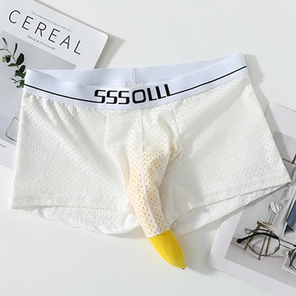 Men Breathable Mesh Boxers Shorts Elephant Nose Pouch Underwear Trunks JJ Sleeve Lingerie Stretch Loose Cool Boxer Panties