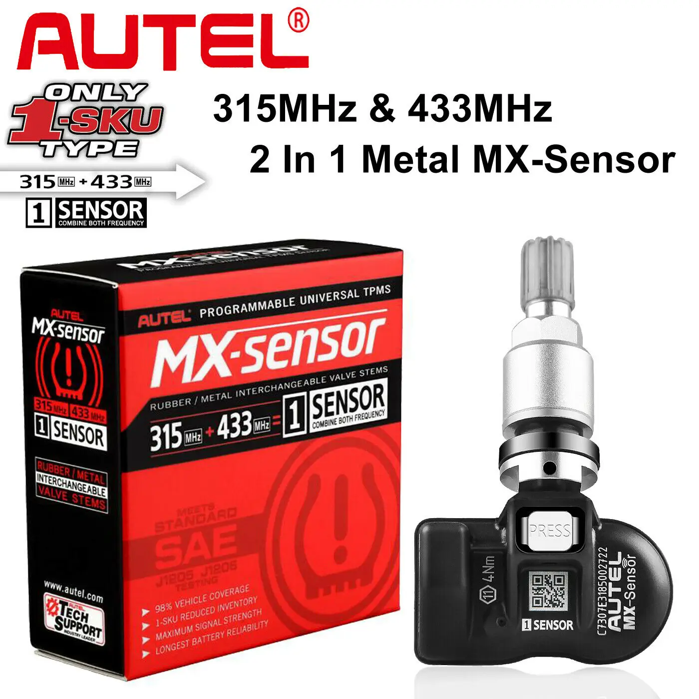 Sensor Autel 433Mhz+315 MX ddmysmile MHZ 2In1mx-Sensor TPMS Tire Repair Tool Automotive Accessory For Maxitpms Ts501 Ts508 Ts508wf Its600 Smile 433Mhz