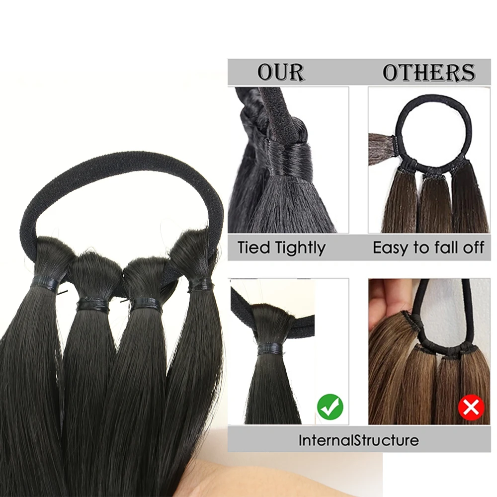 HAIRSTAR 34inch 2025 Long Straight Wrap Around Hair Extensions Ponytail Synthetic new Hair Piece DIY Braided Ponytail