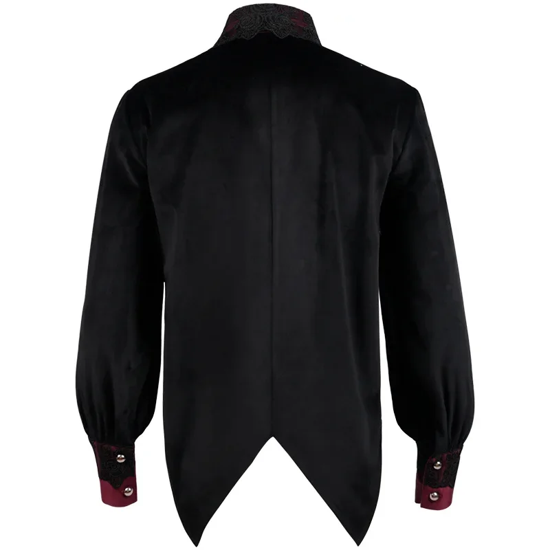 Mens Black Ruffled Pirate 2025 Shirts Vampire new Renaissance Victorian Steampunk Gothic Medieval Long Sleeve Shirt Men Halloween Costume