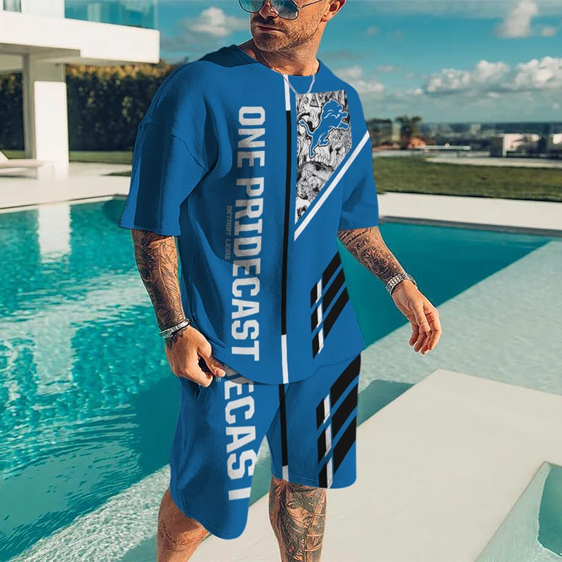 Men's Sportswear Suit Rugby 3D Printed Casual Round Neck Short Sleeve T Shirts Short 2 Piece Sets Beach Oversized Men Clothing