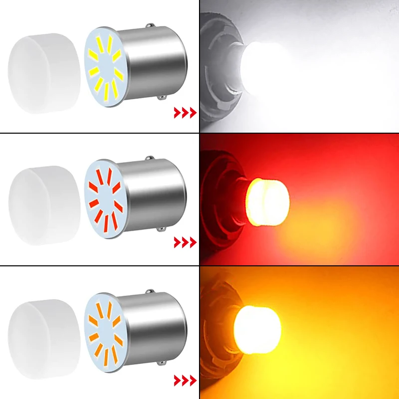 1/10 PCS P21/5W BA15S 1156 P21W BAY15D 1157 LED Bulbs 12V 7000K White Super Bright Car Turn Signal Reverse Brake Parking Lamps
