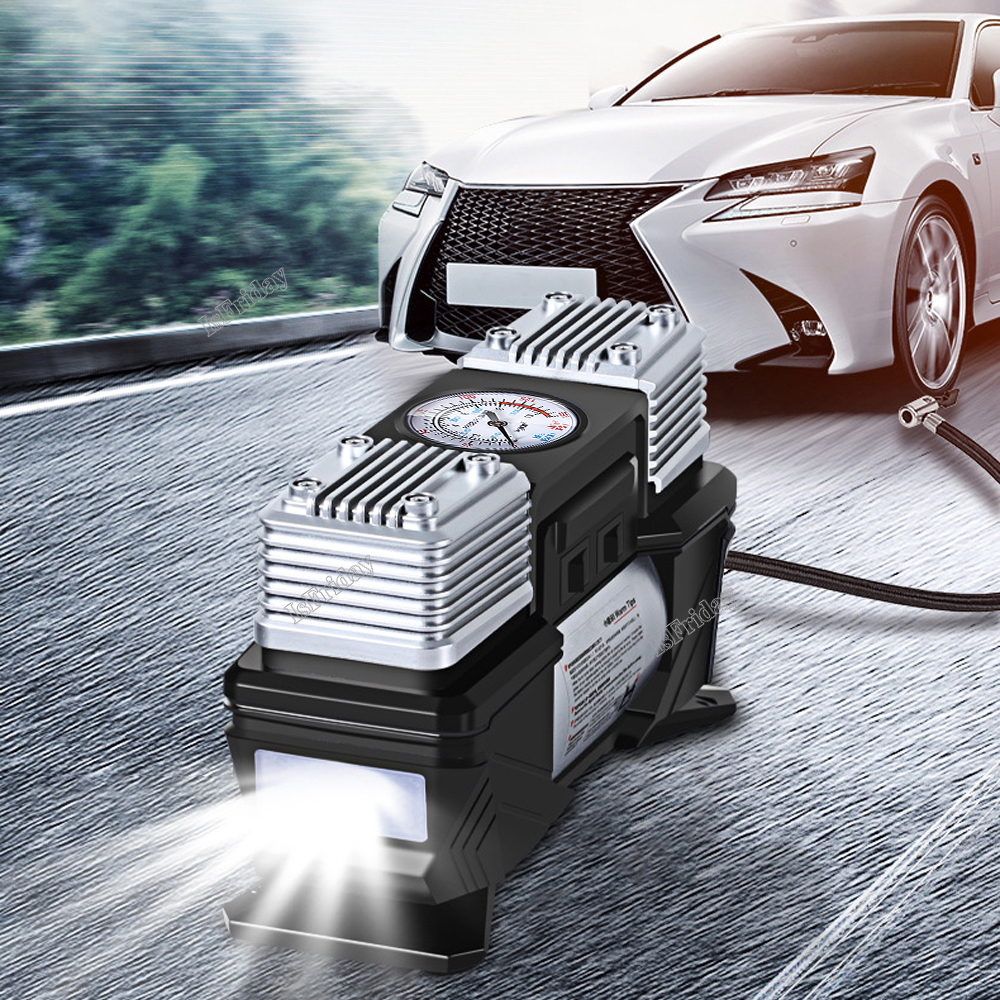 New 12V 180W Double Cylinder High Pressure Tyre Car Air Bike Pump Electric Digital Iator Tire Iator Compressor Auto 11ee0