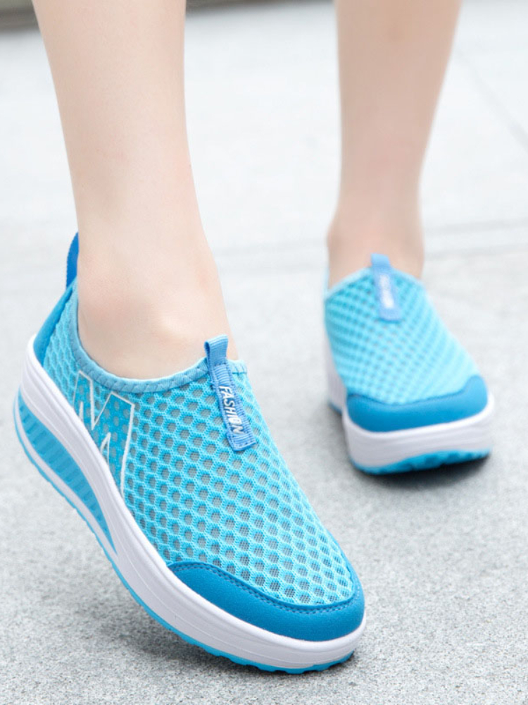 Women Mesh Flat Shoes Sneakers Platform Shoes Woman Loafers Breathable Air Mesh Swing Wedges Shoe Breathable Flats