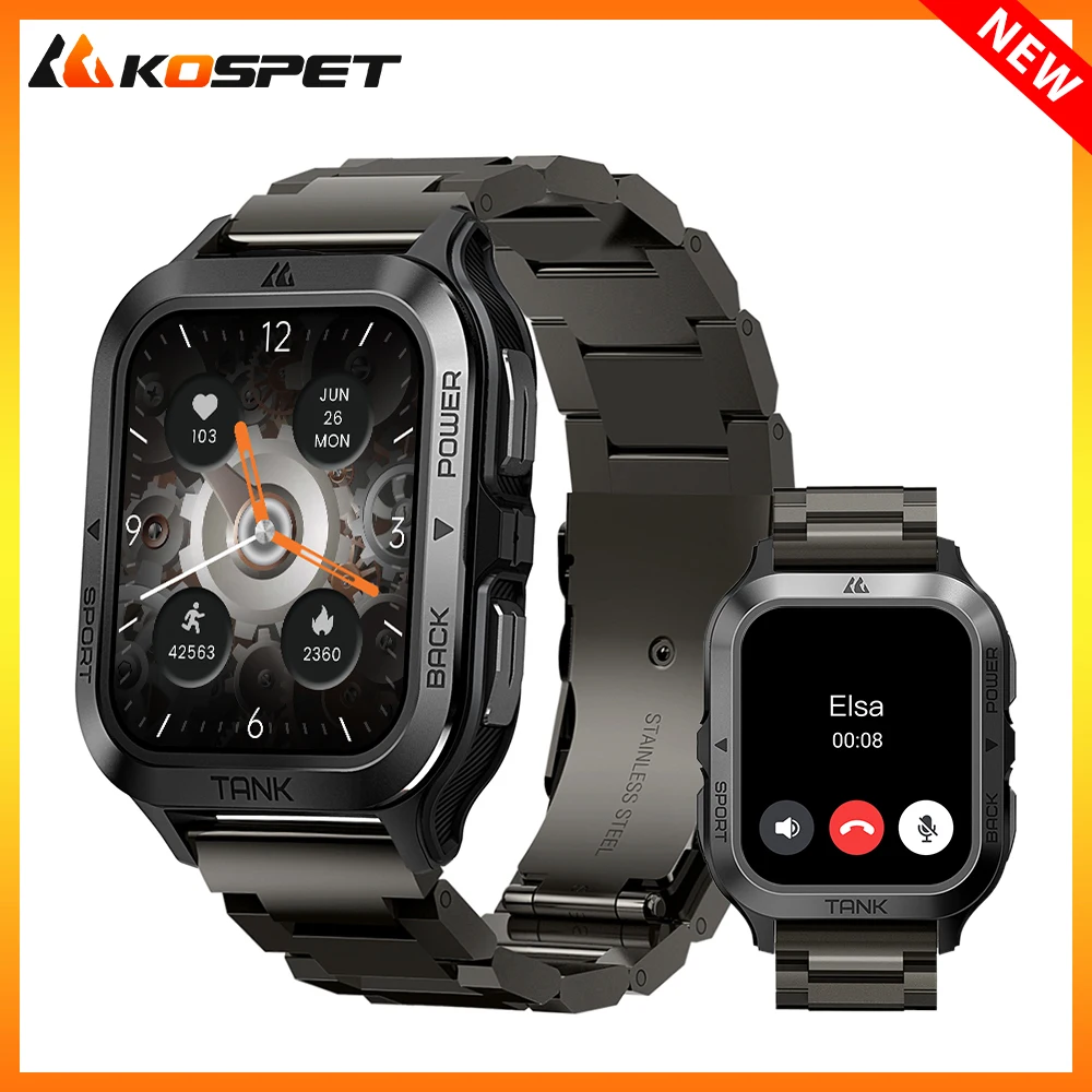 KOSPET TANK M2 Ultra Men Smartwatch Electronic Wrist Watches AI Voice Bluetooth Call 5ATM Waterproof Digital Mens Smart Watches