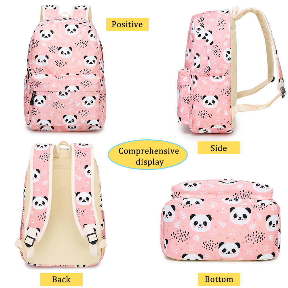 Panda Pattern School Bag For Girls School Backpack Students Teenagers Backpack with Children's Lunch bag Pencil Case