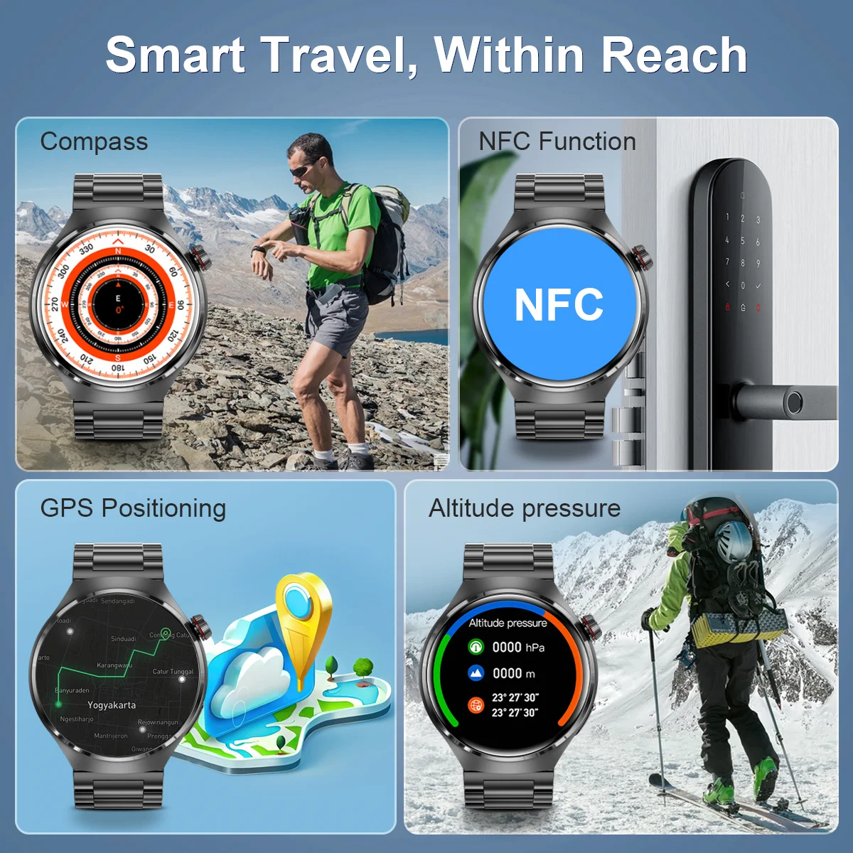 GPS For Huawei Xiaomi NFC Smart Watch Men Watch 4 Pro AMOLED HD Screen Heart Rate Bluetooth Call IP68 Waterproof SmartWatch 2023