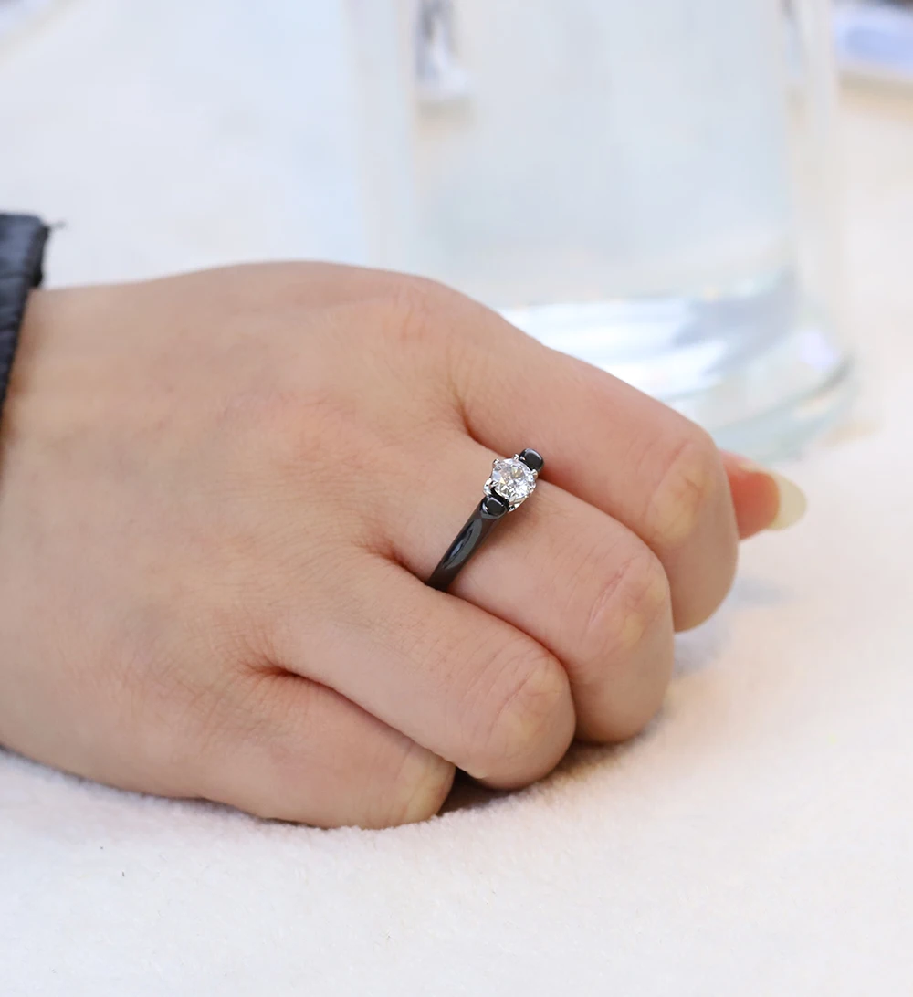 6MM Crystal Ceramic Ring Woman Cubic Zirconia Stone Black/White Color Women Jewelry Engagement Wedding Rings new 2025 Gifts For Women