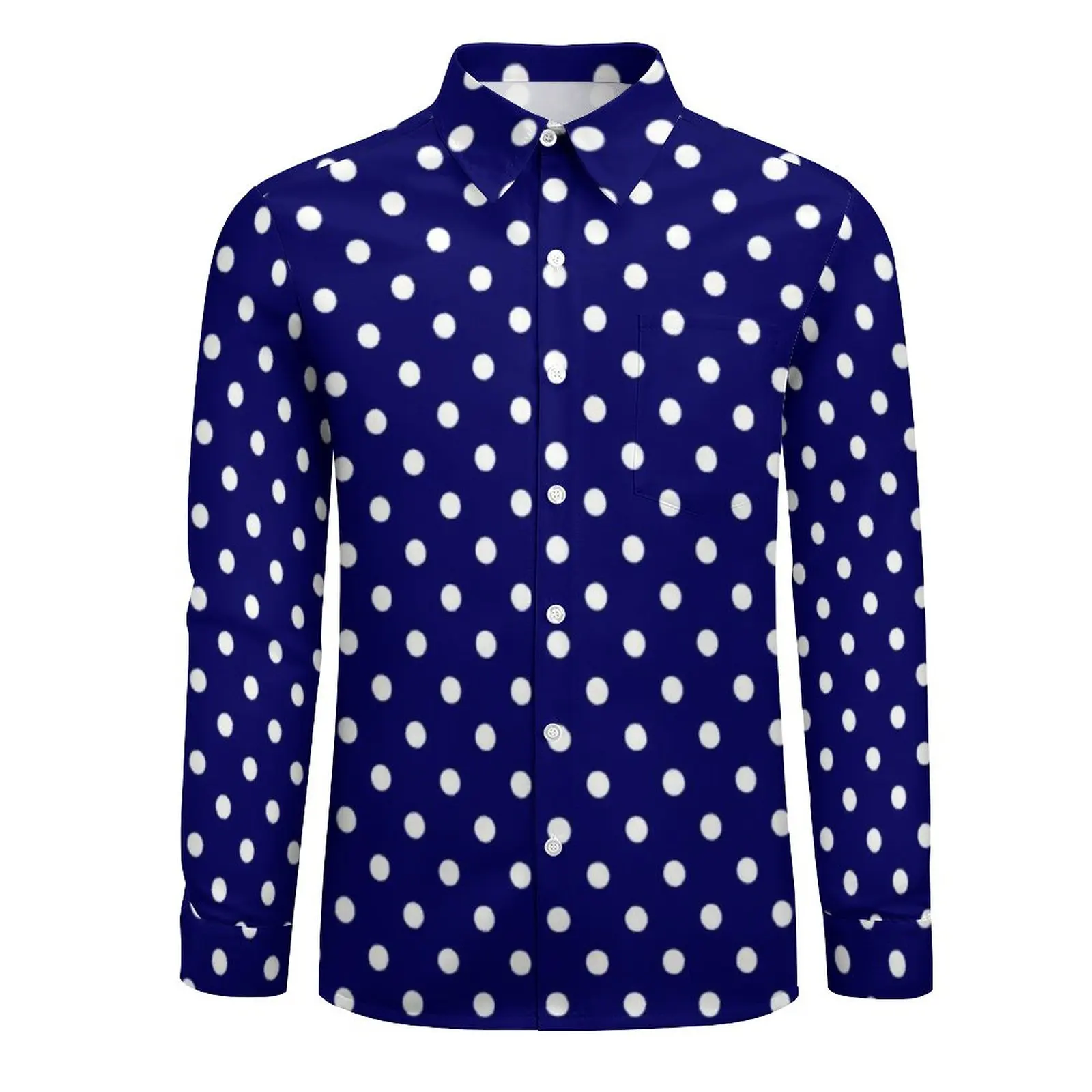 Blue Polka 2025 Dots new Shirt Autumn Vintage Polka Dot Casual Shirts Men Cool Blouses Long Sleeve Graphic Y2K Tops Plus Size