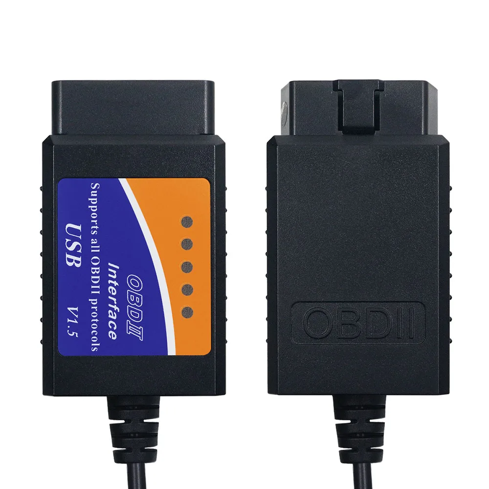 ELM327 USB V1.5 OBD2 Scanner with CD Manual OBDII Automotive Fault Detector