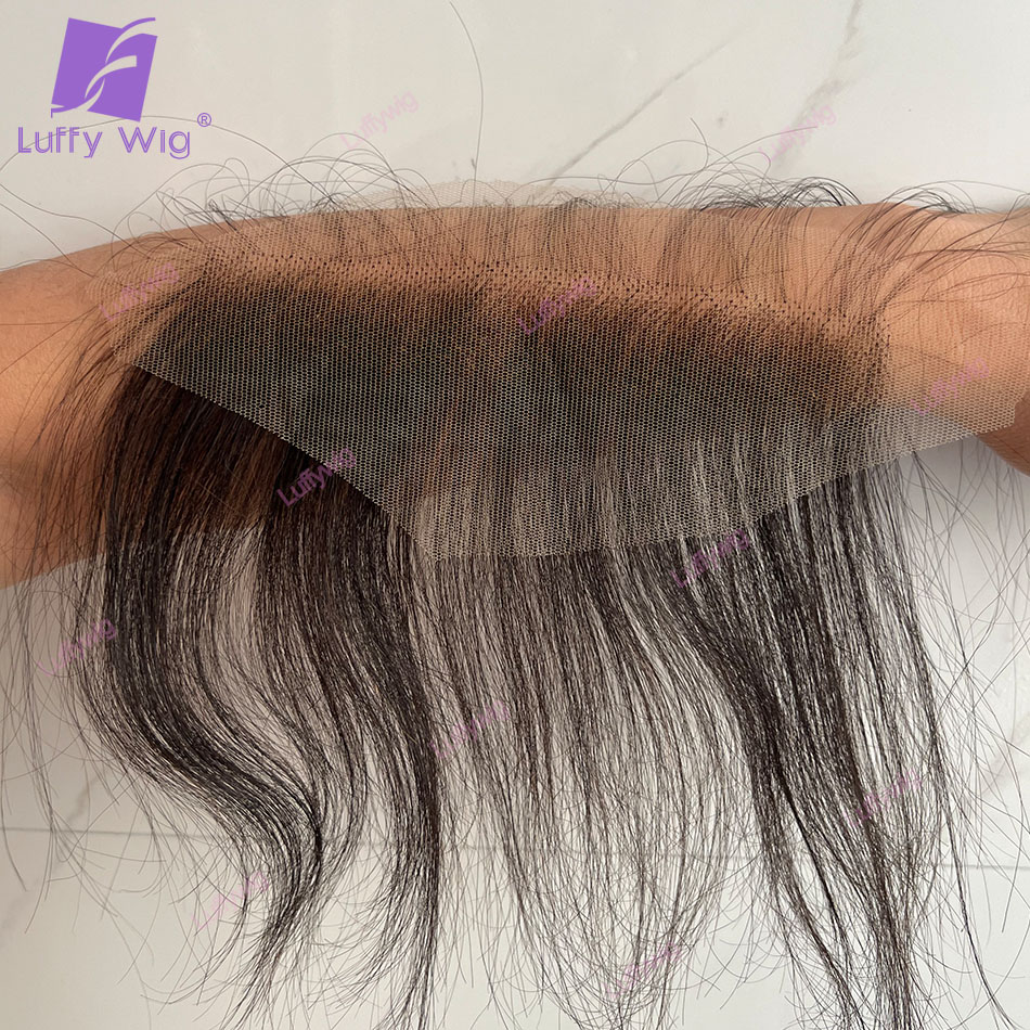 1x6" HD Transparent Lace Human Hair Bang Piece Brazilian Remy Reusable Stripes Bangs Pieces Fringe Hair For Black Women Luffy