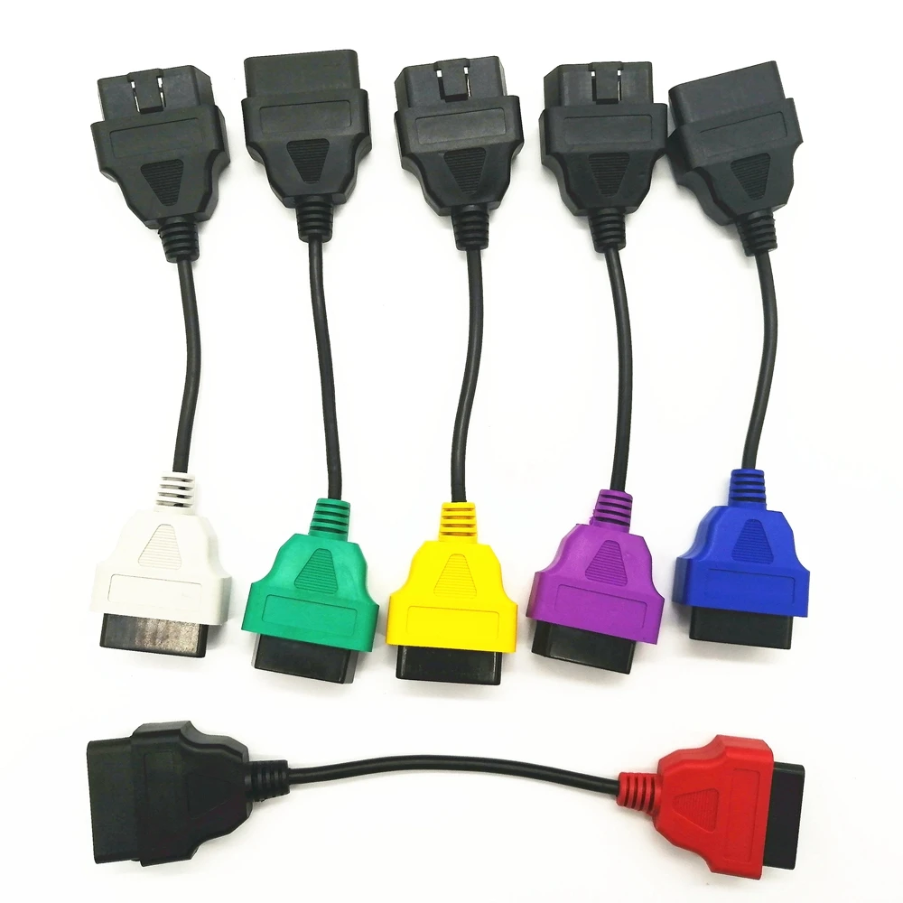 High quality 6pcs/Lot OBD2 Connector Diagnostic Adapter Cable for FIAT ECU Scan & Multiecuscan Adaptor for Fiat 6 colors Cables