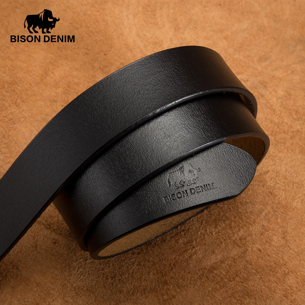 BISON DENIM Men's Belts 2025 Cowhide Genuine Leather Pin Buckle Belts Jeans Male Vintage Waistband Strap Leather Belt For new Men N70781