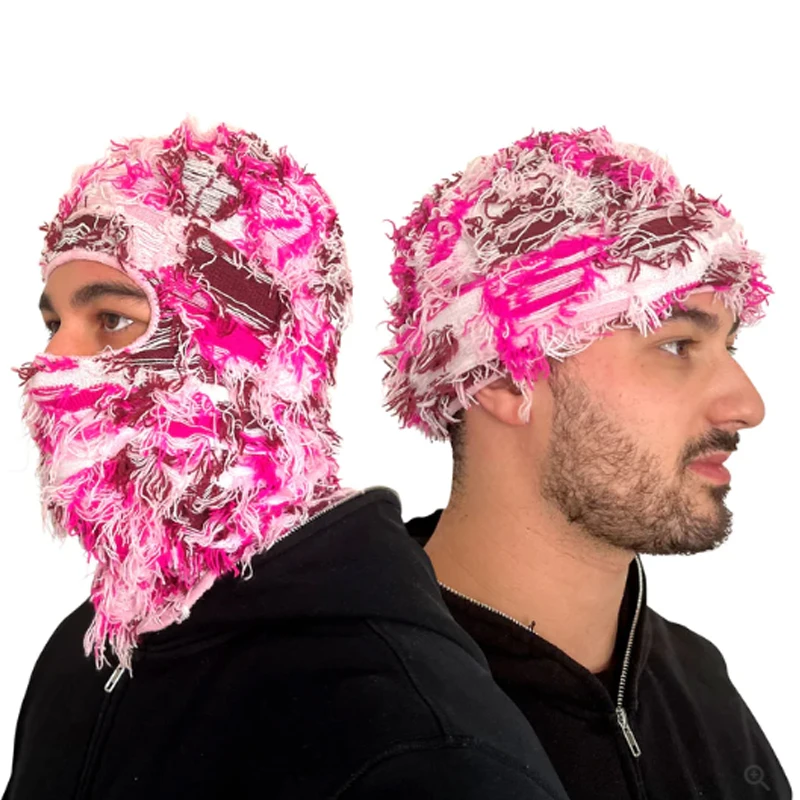 1PCS Knit Distressed Balaclava Distressed Knitted Full Face Ski Mask Ski Balaclava Fuzzy Balaclava Camouflage