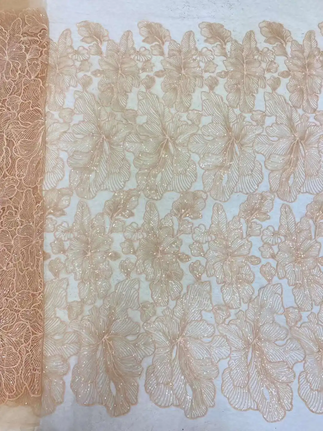 White African Tulle Lace Fabric With Sequins Nigerian French Milk Silk Lace Fabric 5 Yards For Diy Sewing Wedding Party