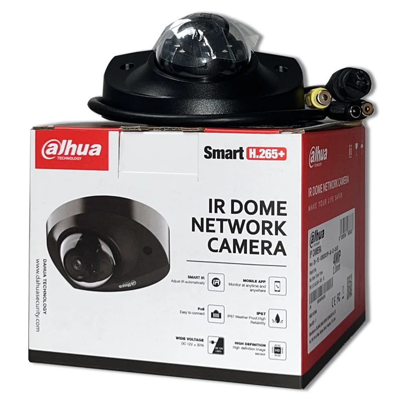 Dahua IPC-HDBW2431F-AS-S2 4MP Mini Starlight IP Camera IP67 IK10 Waterproof & Vandal-proof Bulit Mic IR30M Surveillance Camera