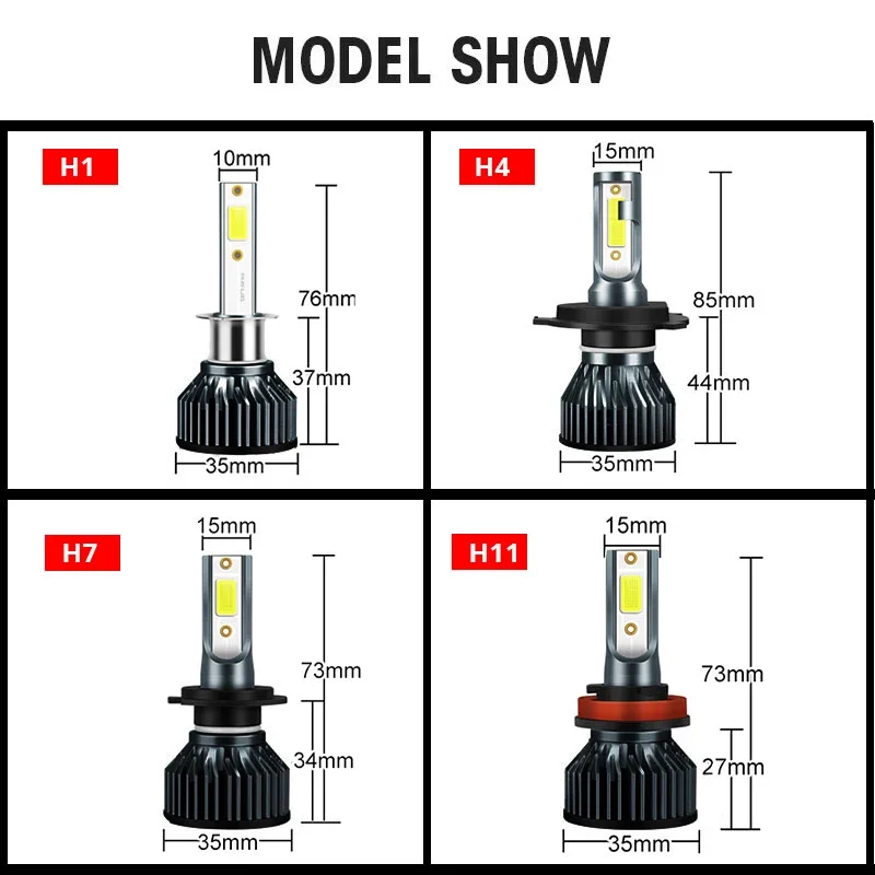 Car Headlight H7 Led Headlight 16000LM H1 H4 LED Bulbs Lamps 3000K 4300K 6000K 8000K 80W H8 H9 H11 Lamp Fog Lights