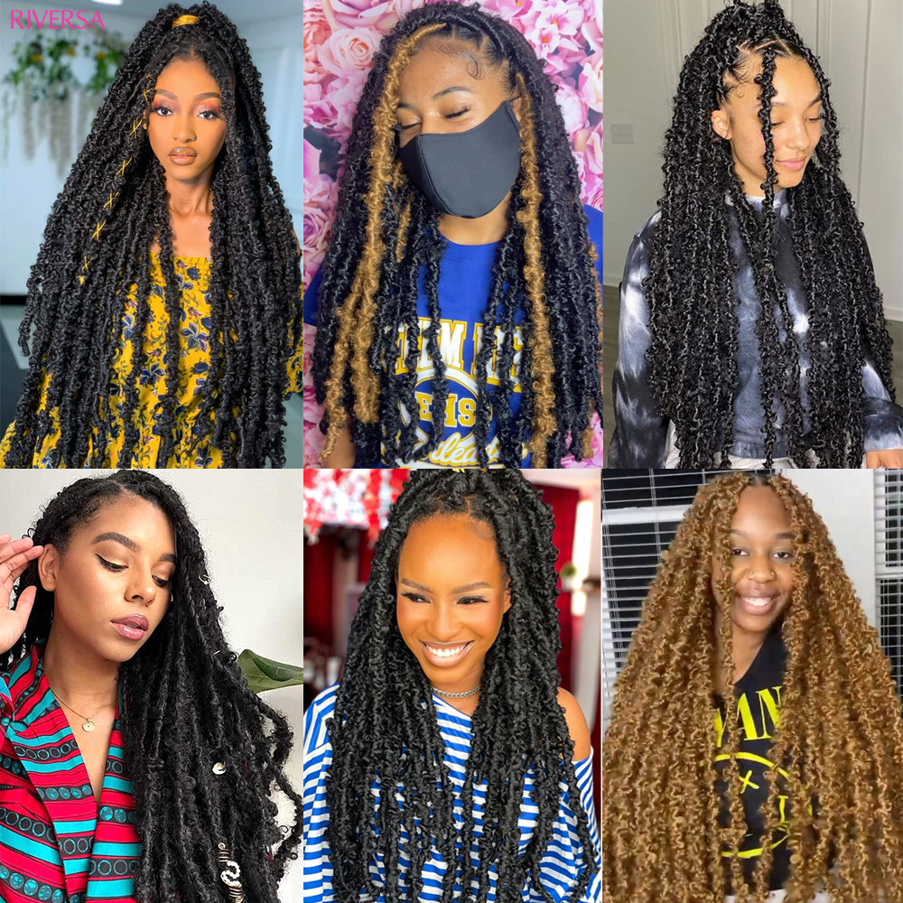 18 24 36 Inch Butterfly Crochet Hair 1- 8Packs Long Faux Locs Crochet Braids Hair for Black Women Boho Locs Braids Braiding Hair