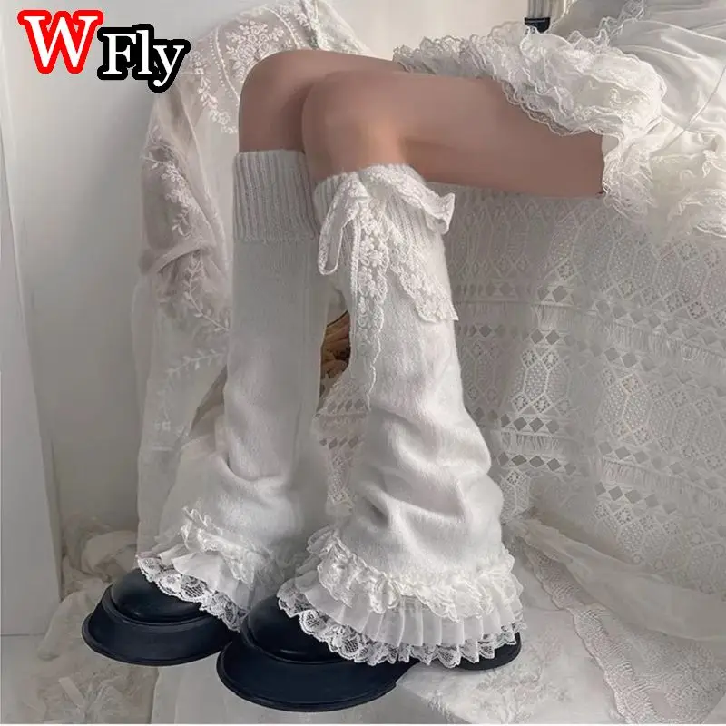 Gothic Harajuku multilayer lace horn hosiery niche Lolita Millennium Y2K Spice Girl pile pile socks Leg Warmer