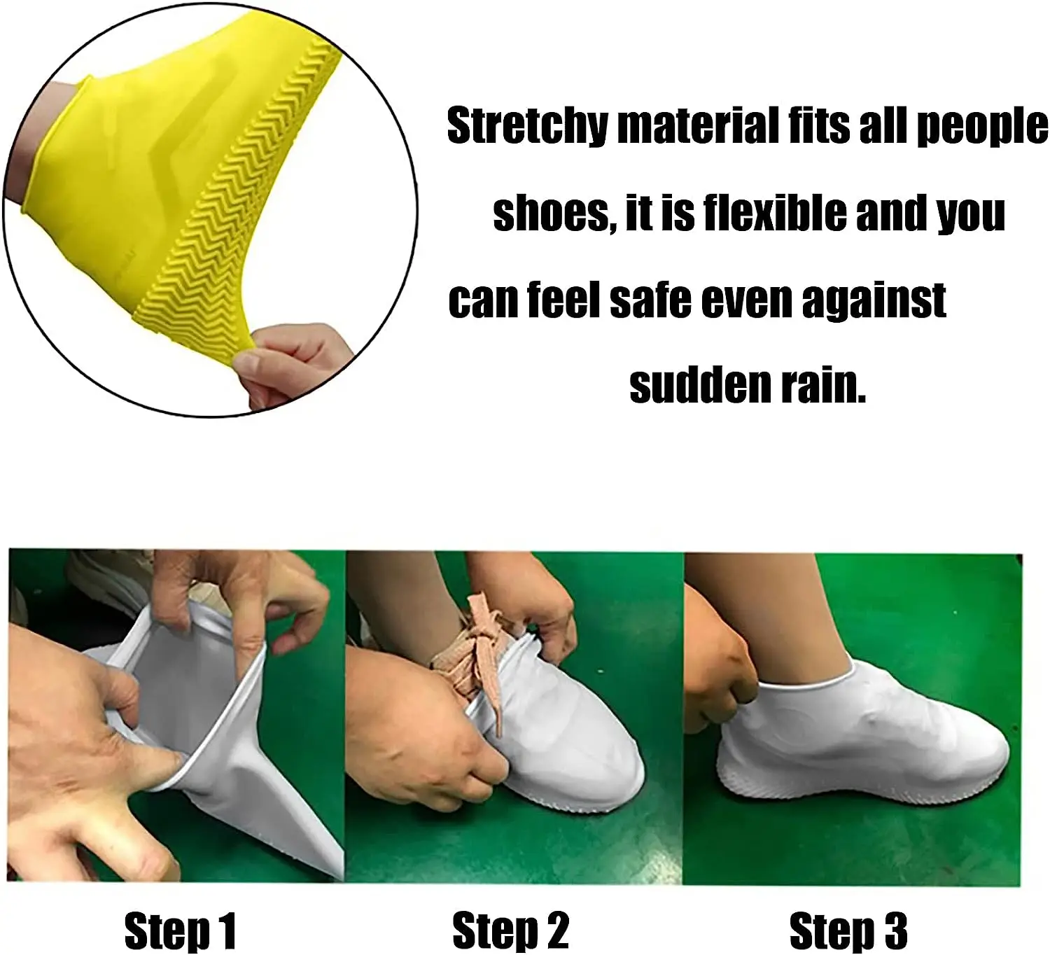 1/3 Pair Waterproof Non-slip Silicone Shoe High Elastic Wear-resistant Men Rain Boots for Outdoor Rainy Day Reusable Shoe Cover