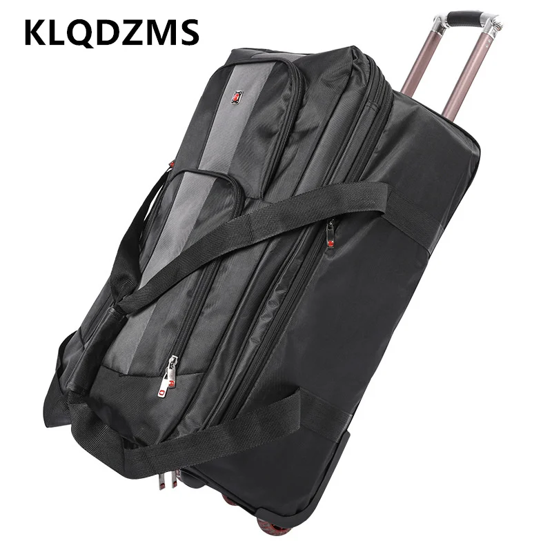 High-quality KLQDZMS Universal 28"30"Inch Trolley Suitcase Large Capacity Folding Hand Lage with Wheels Rolling Travel Bag smile