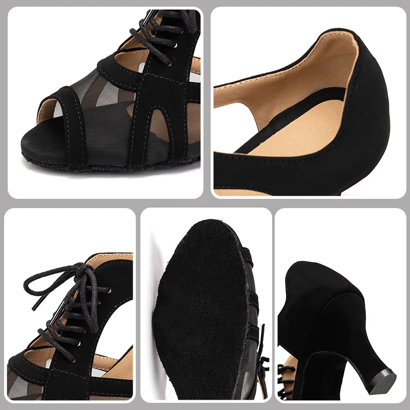SWDZM New Waltz Dance Shoes Women Rubber Sole Black Modern Dance Shoes Stable Heel Ballroom Tango Latin Shoes For Ladies
