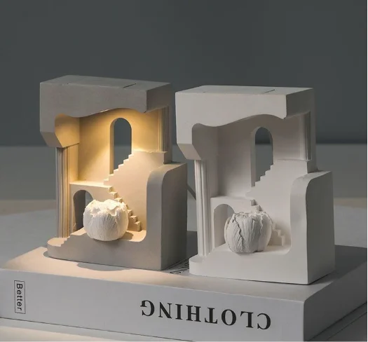 Monument Valley Architectural Designer Sense Cement Nightlight Gift Bedside Lamp Plugin Advanced Decorative Atmosphere Lamp