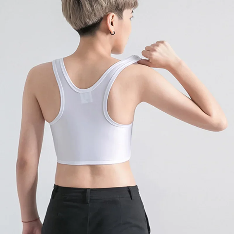 Women Breathable Chest Breast Binder Side Buckle Short Chest Binder Underwear Tank Tops Underwear Shaper Bustier Chest Binder