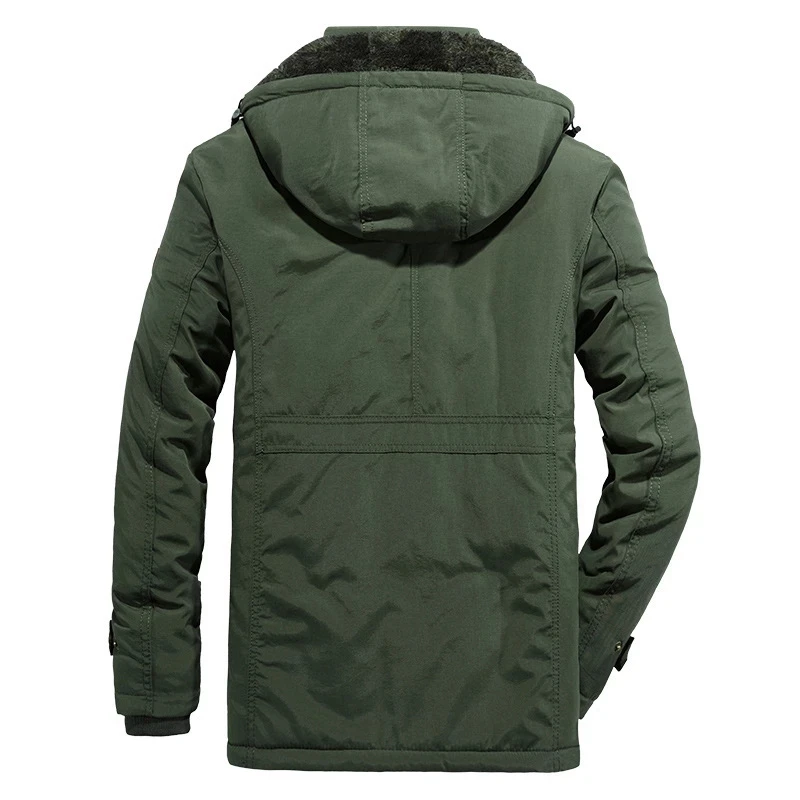 Big Size Multi-pocket new Men's 2025 Winter Jacket Fleece Linning Outdoor Parka Coat Hooded Windbreaker Thick Warm Outerwear