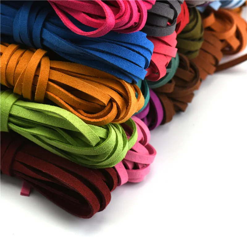 5mm 5m/roll Multi-Color Flat Faux Suede new Cord Korean Veet Leathe Rope for DIY Handmade Jewelry 2025 Making Finding Accessories HK040