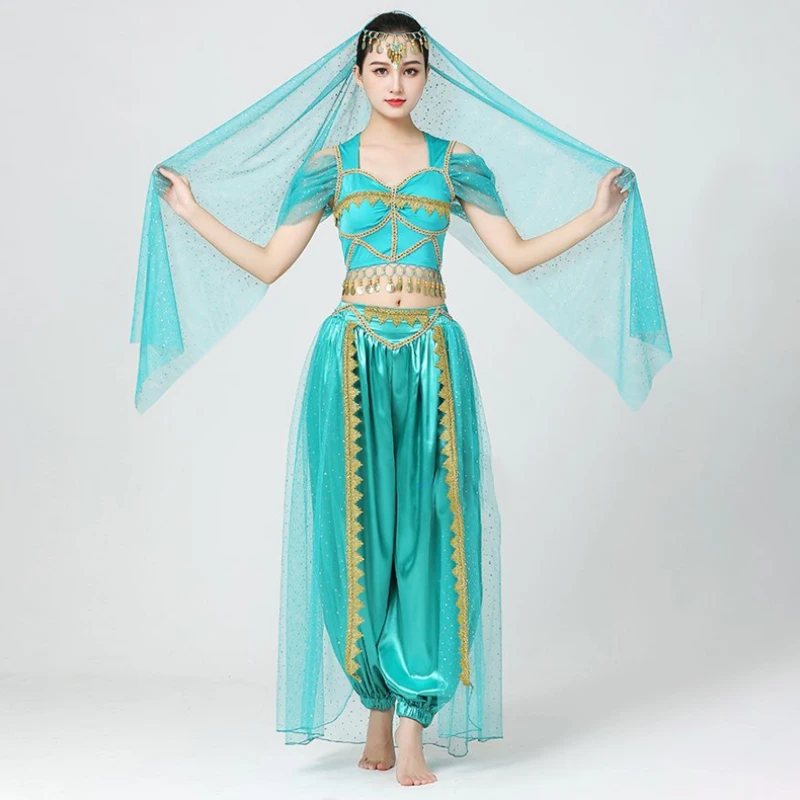 4PCS Belly Dance Costumes Set For Women Noble Jasmine Cosplay Stage Performance Dancewear Festival Arabian Costumes