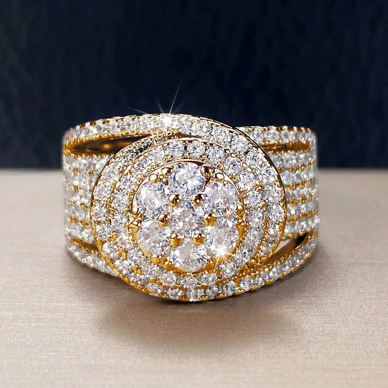Huitan Full Bling Iced Out Cubic Zirconia Rings Women for Engagement Wedding 2025 Bands Accessory new High Quality Trendy Jewelry