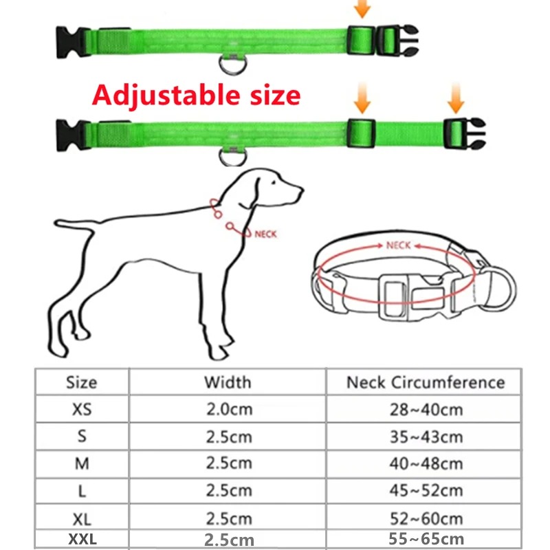 LED Glowing Adjustable Flashing Rechargea Luminous Collar Night Anti-Lost Light HarnessFor Small Dog Pet Products