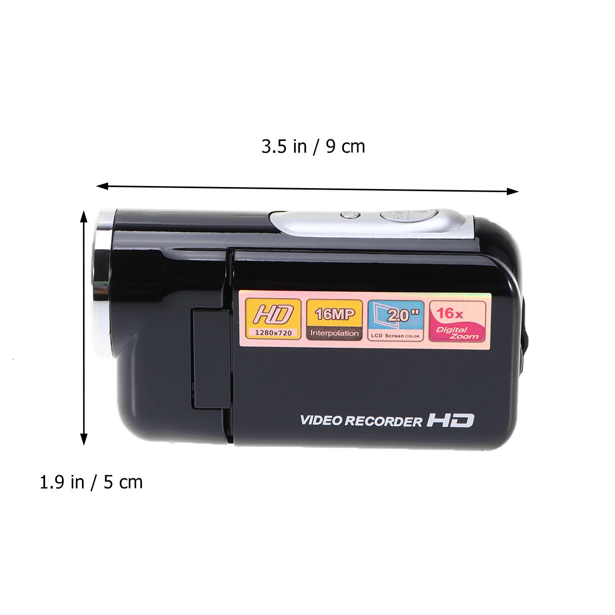 Mini Video DV Camcorder Handheld 16 Million Pixels Digital Camera LED Flash Digital Zoom 20 Inch Black Cameras 240327
