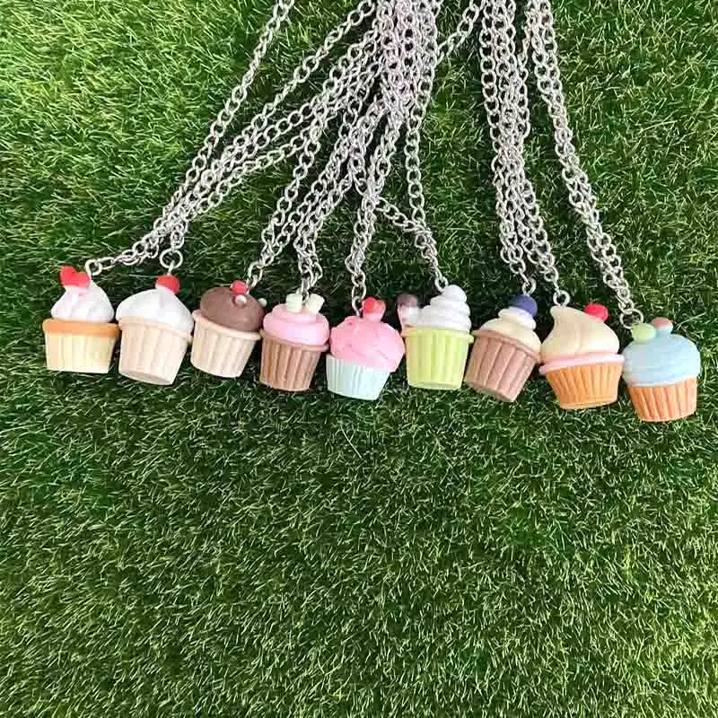 50cm Wholesale Cute 2025 Colorful Cakes Resin new Pendant Chain Chokers Necklace For Women Gift